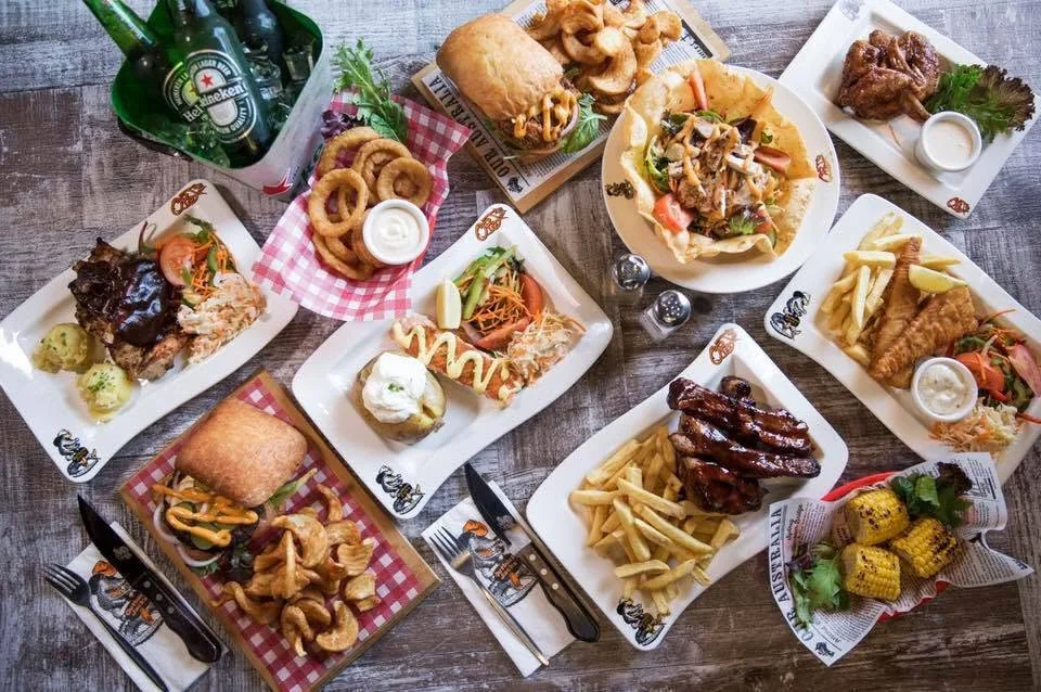 A spread of Outback Jacks steaks, ribs and burgers